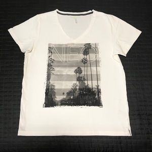 Adidas Neo Label Deep V Tee Shirt Sunset Blvd